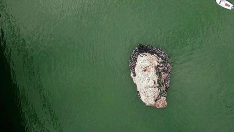 portrait made of bottles